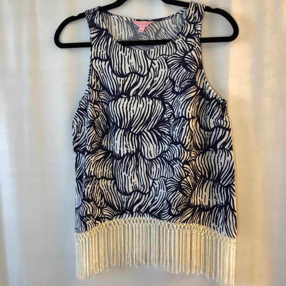 Lilly Pulitzer Tops - Lily Pulitzer Sleeveless blue and cream top Sz S
